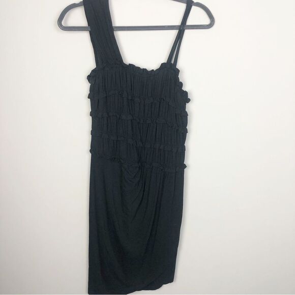 ANTHROPOLOGIE | LEIFNOTES Black Asymmetrical Divergent Dress Women’s Size M - Picture 1 of 10